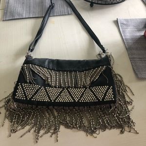 Beaded fringe crossbody bag